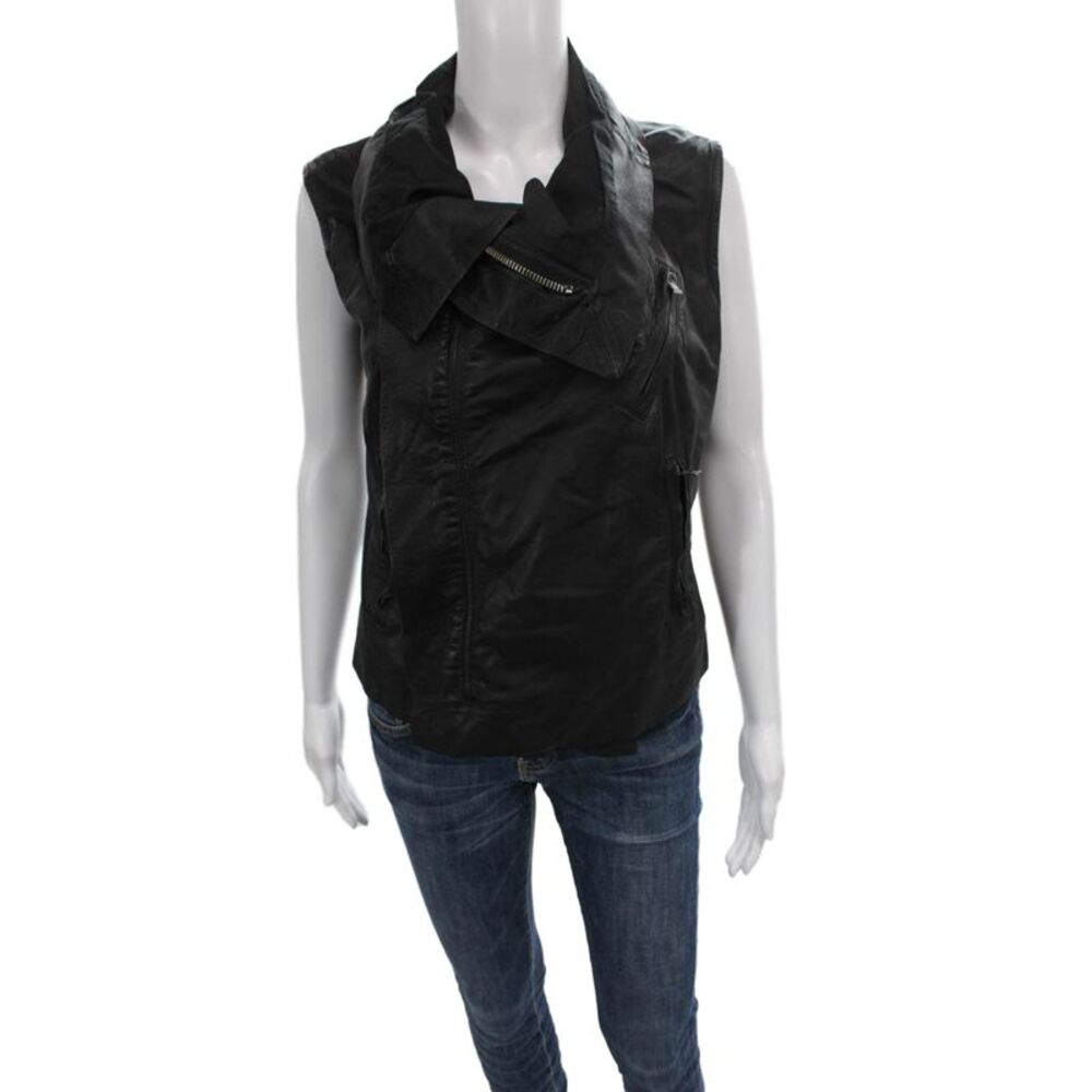 Rick Owens Women Biker Lamb Leather Vest Black Zip Bust 36 Size 10